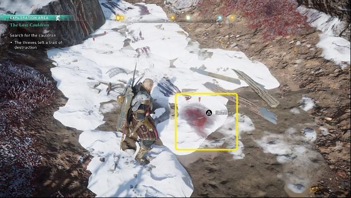 Follow the broken trees, suggesting the direction where the Jotuns dragged the cauldron - Assassins Creed Valhalla: The Lost Cauldron - Jotunheim - Assassins Creed Valhalla Guide and Walkthrough