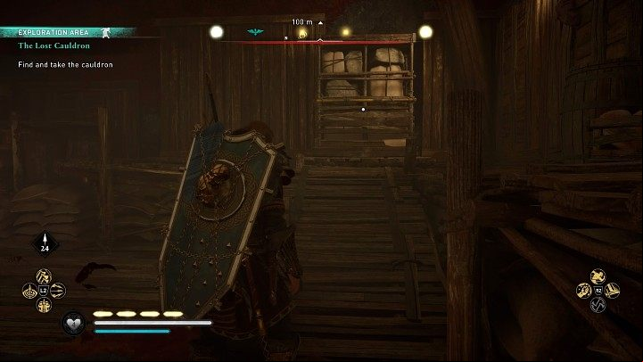 Go to the next room, eliminate an enemy and move the bookcase to reveal a age - Assassins Creed Valhalla: The Lost Cauldron - Jotunheim - Assassins Creed Valhalla Guide and Walkthrough