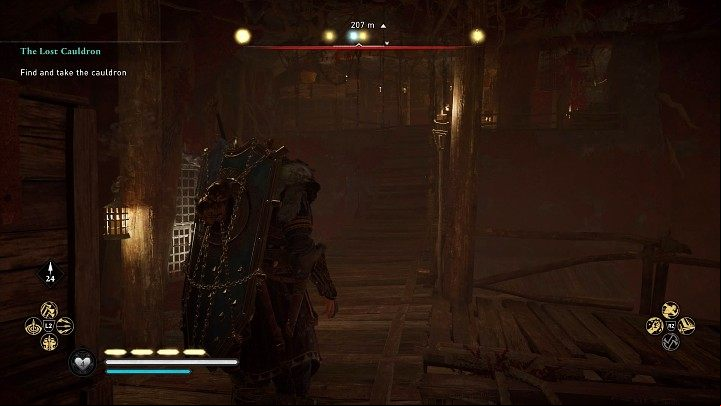 Turn left and walk across the suspension bridge to the other side of the room - Assassins Creed Valhalla: The Lost Cauldron - Jotunheim - Assassins Creed Valhalla Guide and Walkthrough