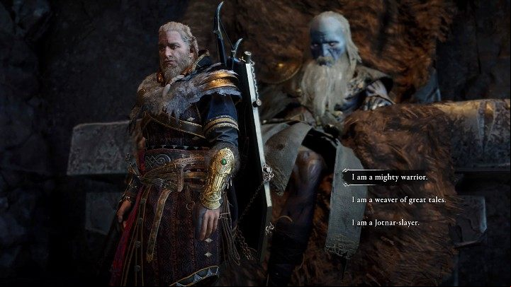 Suttungr will ask Eivor (Havi) to speak to the assembled Jotuns in the Hall - Assassins Creed Valhalla: A Feast to - Jotunheim - Assassins Creed Valhalla Guide and Walkthrough