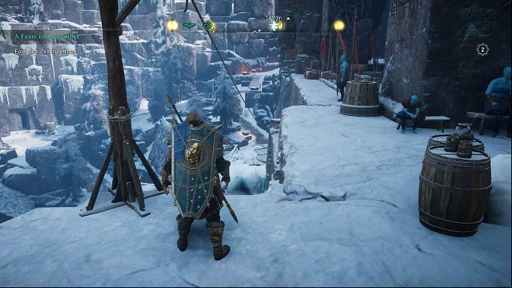 Use the rope on the left to slide down and quickly get to the vault - Assassins Creed Valhalla: A Feast to - Jotunheim - Assassins Creed Valhalla Guide and Walkthrough