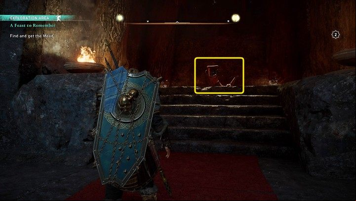 Get the mead (you'll find it in the room with the bas-reliefs on the side walls) and exit the vault - Assassins Creed Valhalla: A Feast to - Jotunheim - Assassins Creed Valhalla Guide and Walkthrough