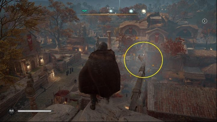 End: The paper will stop quite far away, on one of the roofs - Assassins Creed Valhalla: Flying Paper - Ledecestresscire secrets, locations - Ledecestrescire - Assassins Creed Valhalla Guide and Walkthrough