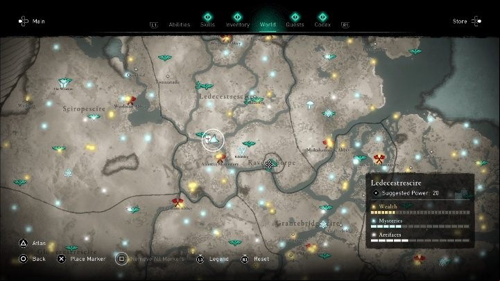 The mask in the Ledecestrescire region can be found in the southern part of the map, right next to the observation point - Assassins Creed Valhalla: Roman artifact - Ledecestrescire secrets, locations - Ledecestrescire - Assassins Creed Valhalla Guide and Walkthrough