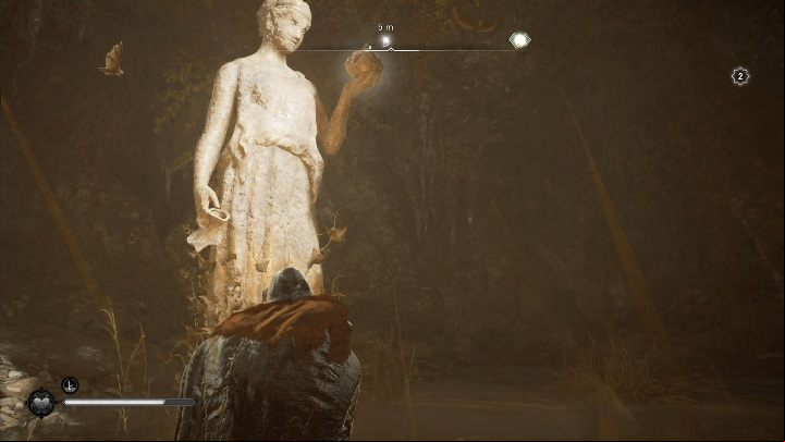 The mask is on the hand of the statue - Assassins Creed Valhalla: Roman artifact - Ledecestrescire secrets, locations - Ledecestrescire - Assassins Creed Valhalla Guide and Walkthrough