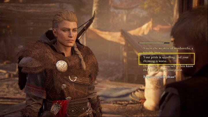 The decisive round; the last answer - Assassins Creed Valhalla: Flyting - Ledecestresscire secrets, locations - Ledecestrescire - Assassins Creed Valhalla Guide and Walkthrough