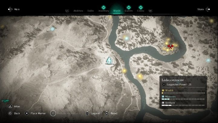 You will find a standing stone to the south of Repton, right next to the river - Assassins Creed Valhalla: Standing Stones - Ledecestrescire secrets, locations - Ledecestrescire - Assassins Creed Valhalla Guide and Walkthrough