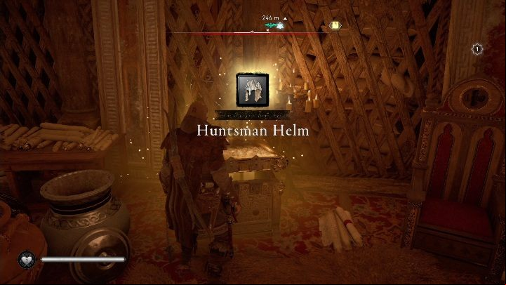 As soon as you enter the cave, you will see a gold, glowing chest - Assassins Creed Valhalla: Gear - Ledecestrescire secrets, locations - Ledecestrescire - Assassins Creed Valhalla Guide and Walkthrough