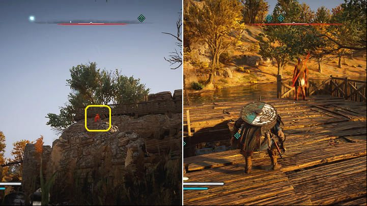 Get out of the camp through a hole in the palisade and stick to the moors by the river - Assassins Creed Valhalla: The Swan-Road Home - Ledecestrescire - Assassins Creed Valhalla Guide and Walkthrough