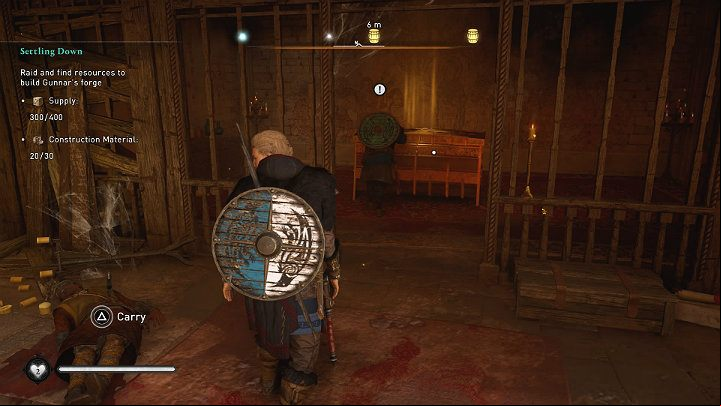 The materials are hidden in a massive chest - Assassins Creed Valhalla: Settling Down - Ledecestrescire - Assassins Creed Valhalla Guide and Walkthrough