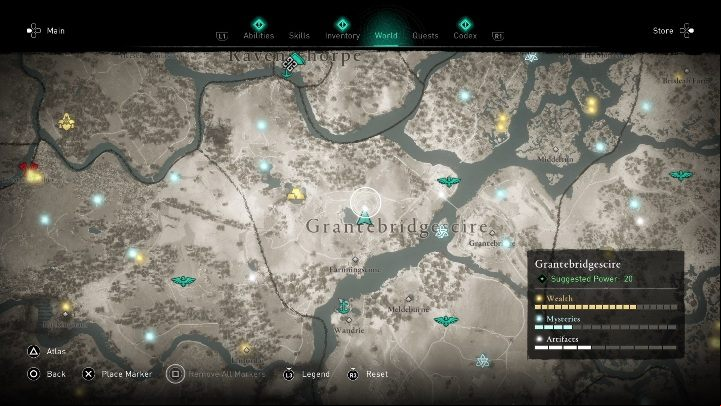 The location of the cursed place: north of Earnningstone - Assassins Creed Valhalla: Cursed symbol - Grantebridgescire secrets, locations - Grantebridgescire - Assassins Creed Valhalla Guide and Walkthrough