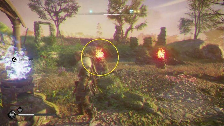 Look behind the flames, you have to change the color of those that have ages behind them - Assassins Creed Valhalla: Fly Agaric - Grantebridgescire secrets, locations - Grantebridgescire - Assassins Creed Valhalla Guide and Walkthrough