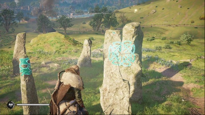 Direct your eyes so that the four stones look like one - Assassins Creed Valhalla: Standing Stones - Grantebridgescire secrets, locations - Grantebridgescire - Assassins Creed Valhalla Guide and Walkthrough