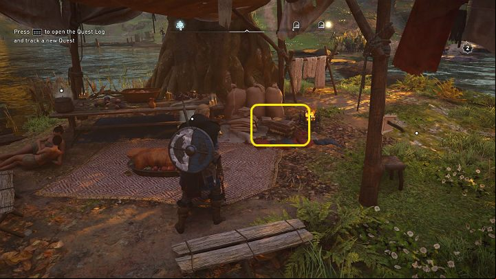 When you find yourself in the camp, one of the women will inform you that everyone has put their belongings in a nearby box, and when you talk to her, she will ask if you want to them - Assassins Creed Valhalla: Winchell the Robesfree - Grantebridgescire - Assassins Creed Valhalla Guide and Walkthrough