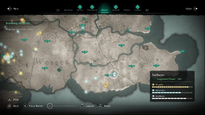 This treasure can be found in the caves in the eastern part of the Suthsexe region - Assassins Creed Valhalla: Treasure of Britain - Suthsexe secrets, locations - Suthsexe - Assassins Creed Valhalla Guide and Walkthrough