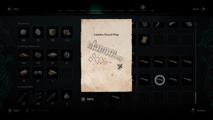 Since the map is located in the Oxenefordscire area, the description of its location can be found on the Oxenefordscire - treasure hoard map page - Assassins Creed Valhalla: Treasure Hoard map - Lunden, secrets, locations - Lunden - Assassins Creed Valhalla Guide and Walkthrough