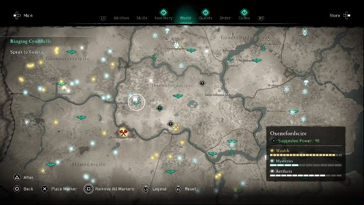 The map is located in the cave, in the western part of the region - Assassins Creed Valhalla: Treasure Hoard Map - Oxenefordscire secrets, locations - Oxenefordscire - Assassins Creed Valhalla Guide and Walkthrough