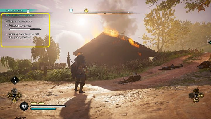 The greatest progress in the mission is achieved by burning houses - Assassins Creed Valhalla: Razing Earnningstone - Grantebridgescire - Assassins Creed Valhalla Guide and Walkthrough