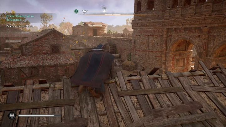 Beginning: The paper is located on a wooden pole, near wooden buildings - Assassins Creed Valhalla: Flying Paper - Lincolnscire secrets, locations - Lincolnscire - Assassins Creed Valhalla Guide and Walkthrough