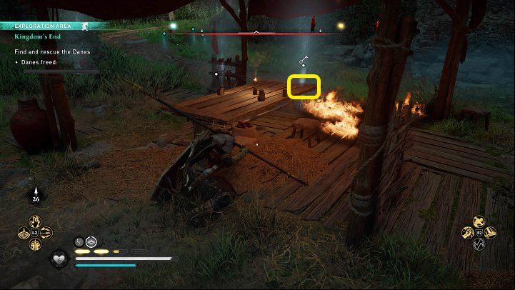 Before you head to the cell where Guthrum's men are locked, make sure to collect the key from the table under the red canopy - Assassins Creed Valhalla: Kingdoms End - Hamtunscire - Assassins Creed Valhalla Guide and Walkthrough