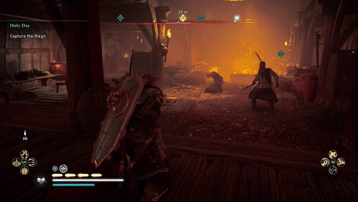 You will find Guthrum in the Feast Hall, where he is holding the captured man - Assassins Creed Valhalla: Holy Day - Hamtunscire - Assassins Creed Valhalla Guide and Walkthrough