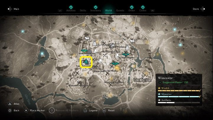 The Venta Belgarum Bureau is in Wincestre, at the location marked in the image above - Assassins Creed Valhalla: A Brief History of the Hidden Ones - Ravensthorpe - Assassins Creed Valhalla Guide and Walkthrough