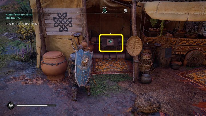 After talking to Reda, walk over to the letter from Bayek (the main character of AC Origins) and read it, and the mission will end - Assassins Creed Valhalla: A Brief History of the Hidden Ones - Ravensthorpe - Assassins Creed Valhalla Guide and Walkthrough
