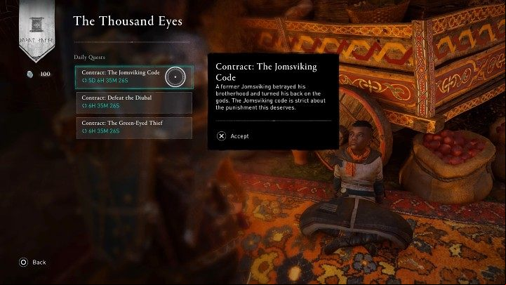 Reda may offer you a few contracts which change periodically, but you will find several other agents of The Thousand Eyes in England who can also have a contract for you to complete - Assassins Creed Valhalla: Viking for Hire - Ravensthorpe - Assassins Creed Valhalla Guide and Walkthrough