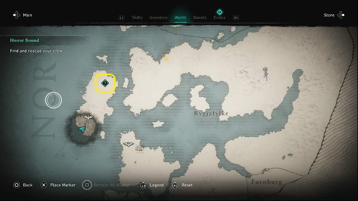 After a short cutscene with Eivor's parents' executioner (Kjotve the Cruel), you will play as the main character and take the task of finding and saving your crew from the hands of the cruel leader's people - Assassins Creed Valhalla: Honor Bound - Rygjafylke - Assassins Creed Valhalla Guide and Walkthrough