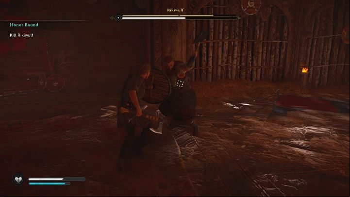 Rikiwulf's quick attacks can be avoided, but it is better to block them with the shield and parry to gain an advantage - Assassins Creed Valhalla: Honor Bound - Rygjafylke - Assassins Creed Valhalla Guide and Walkthrough