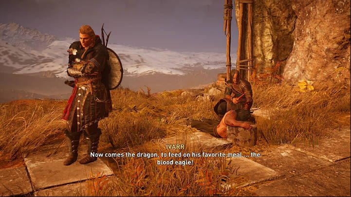 Once you're there, put the man on the ground and watch another cut-scene, in which Ivarr will show Eivor the birth of the Blood Eagle - Assassins Creed Valhalla: King Killer - Sciropescire - Assassins Creed Valhalla Guide and Walkthrough