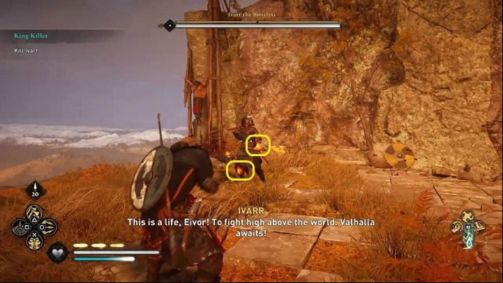 As always, the ideal start of a boss fight is to hit his sensitive points - Assassins Creed Valhalla: King Killer - Sciropescire - Assassins Creed Valhalla Guide and Walkthrough