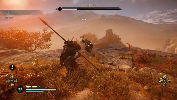 Ivarr's basic attacks are indicated by a yellow flash - Assassins Creed Valhalla: King Killer - Sciropescire - Assassins Creed Valhalla Guide and Walkthrough
