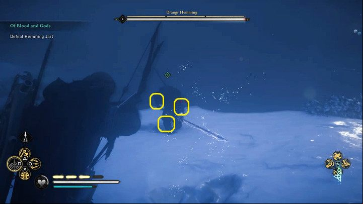 Draugr Hemming has three weaknesses: left forearm, right forearm, and right knee - Assassins Creed Valhalla: Of Blood and Gods - Snotinghamscire - Assassins Creed Valhalla Guide and Walkthrough