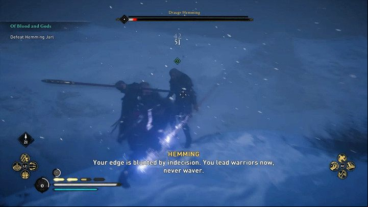 When you have collected enough health points for the boss, the opponent will move to another area of the arena once again - Assassins Creed Valhalla: Of Blood and Gods - Snotinghamscire - Assassins Creed Valhalla Guide and Walkthrough