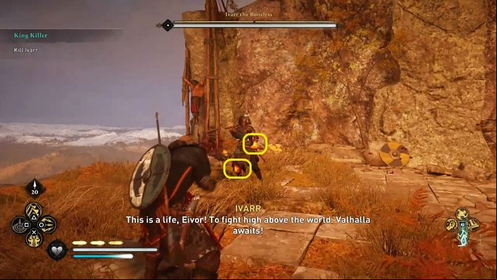 As always, the ideal start of a boss fight is to hit his sensitive points - Assassins Creed Valhalla: Ivarr the Boneless boss fight - how to win? - Bosses - Assassins Creed Valhalla Guide and Walkthrough