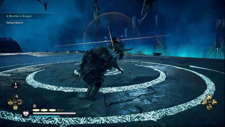 During the second phase of your clash with Basim, you just need to avoid his speedy attack combos and counterattack - Assassins Creed Valhalla: Basim boss fight - how to win? - Bosses - Assassins Creed Valhalla Guide and Walkthrough