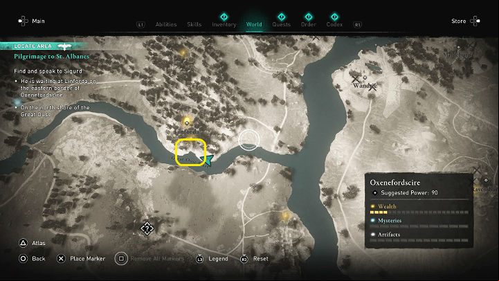 Sigurd together with Basim went to the camp east of Linford, to the old port on the Great Ous river - Assassins Creed Valhalla: Pilgrimage to St. Albanes - Oxenefordscire - Assassins Creed Valhalla Guide and Walkthrough