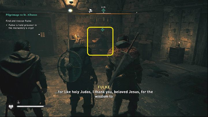 A monk has the key to Fulke's cell - Assassins Creed Valhalla: Pilgrimage to St. Albanes - Oxenefordscire - Assassins Creed Valhalla Guide and Walkthrough