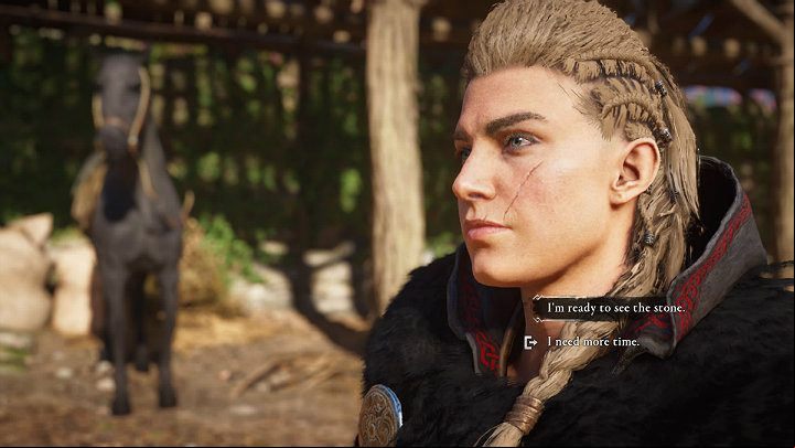 Fylke calls the item Saga Stone and during the conversation will ask if you want to see the stone right away - Assassins Creed Valhalla: Pilgrimage to St. Albanes - Oxenefordscire - Assassins Creed Valhalla Guide and Walkthrough