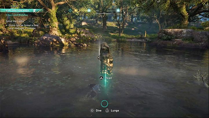 The sixth trace is in the water next to the cottage - Sabrina of the Severn - Assassins Creed Valhalla: How to solve The druid riddles? - Campaign - Assassins Creed Valhalla Guide and Walkthrough