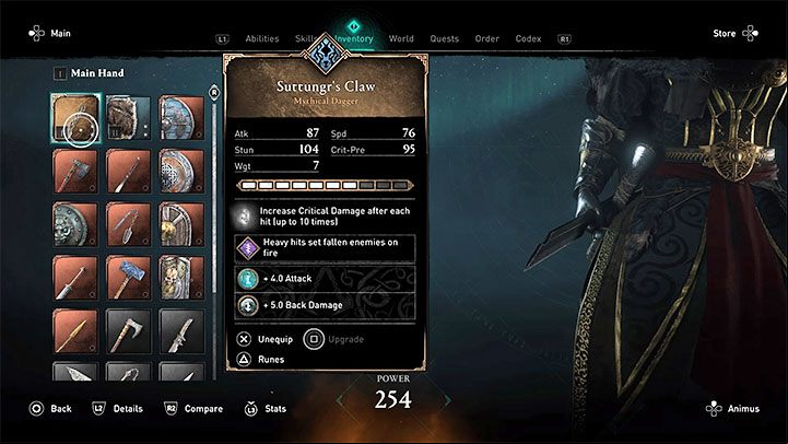 The dagger called Suttungr's Claw is the best choice for the main melee weapon, which is also a reward associated with the exploration of assassin hideouts - Assassins Creed Valhalla: Best build - assassin - Basics - Assassins Creed Valhalla Guide and Walkthrough