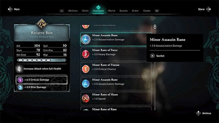 In case of runes placed in weapon slots (and possibly shields) we recommend the following bonuses - Assassins Creed Valhalla: Best build - assassin - Basics - Assassins Creed Valhalla Guide and Walkthrough