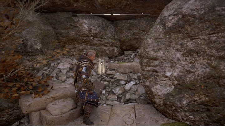 The schematic is hidden among the rocks that lie on the slope of the mountain - Assassins Creed Valhalla: Treasure Hoard Map - Ledecestrescire secrets, location - Ledecestrescire - Assassins Creed Valhalla Guide and Walkthrough