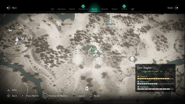 You will find the item east of the hideout in the forest - Assassins Creed Valhalla: Gear - East Anglia secrets, locations - East Anglia - Assassins Creed Valhalla Guide and Walkthrough