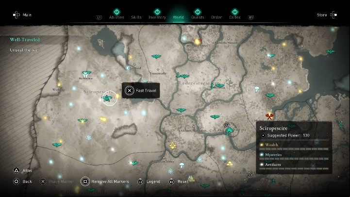 You will find the treasure map to the west of Wenlocan Abbey - Assassins Creed Valhalla: Treasure Hoard Map - Sciropescire secrets, locations - Sciropescire - Assassins Creed Valhalla Guide and Walkthrough