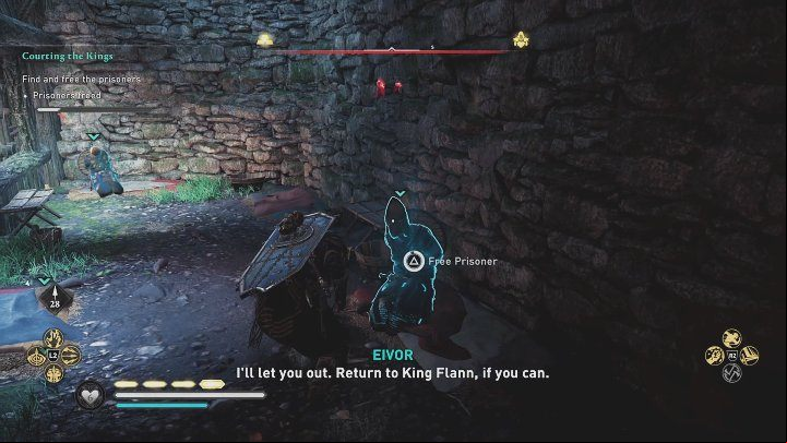 Sneak into the fortress, descend to the lowest level and free the warriors held there - AC Valhalla Wrath of the Druids: Courting the Kings - Walkthrough - Assassins Creed Valhalla Guide and Walkthrough