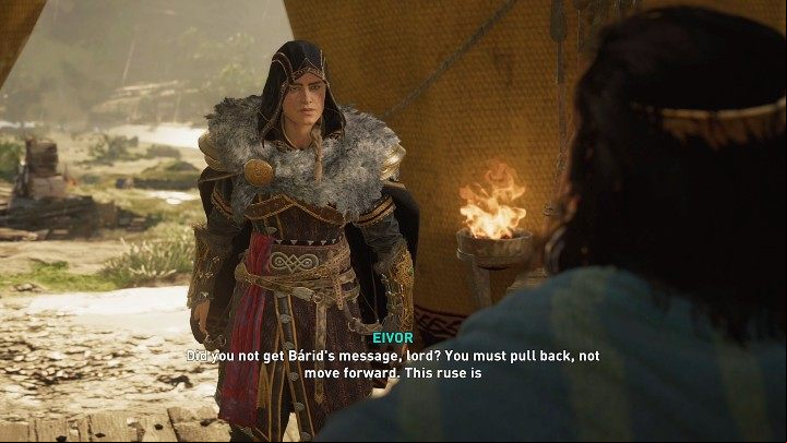 Although Flann has received Barid's message, he isn't going to let go and is preparing to march out - AC Valhalla Wrath of the Druids: The Mask of Diplomacy - Walkthrough - Assassins Creed Valhalla Guide and Walkthrough