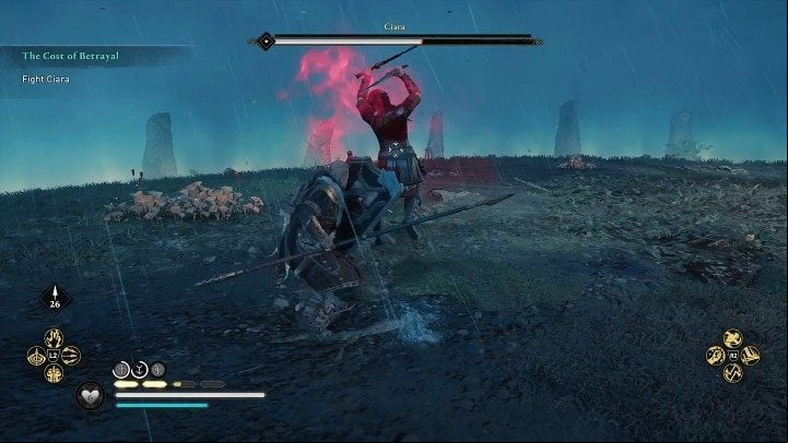Ciara can also unleash unblockable attacks, which are indicated by a red rune flash - these absolutely have to be avoided - AC Valhalla Wrath of the Druids: How to beat Ciara, final boss? - FAQ - Assassins Creed Valhalla Guide and Walkthrough