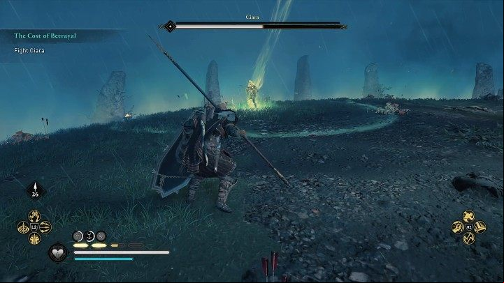 Ciara can use the power of the obelisk to regenerate lost health - AC Valhalla Wrath of the Druids: How to beat Ciara, final boss? - FAQ - Assassins Creed Valhalla Guide and Walkthrough